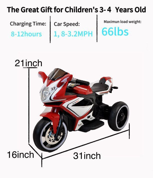 Red 6V Kids Electric Motorcycle