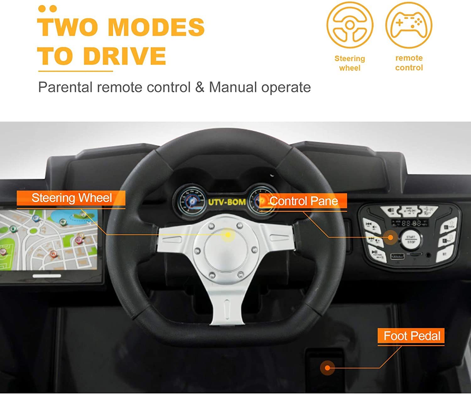 Uenjoy 12V Two-Seater Off-Road Electric Ride-On Truck (Blue)