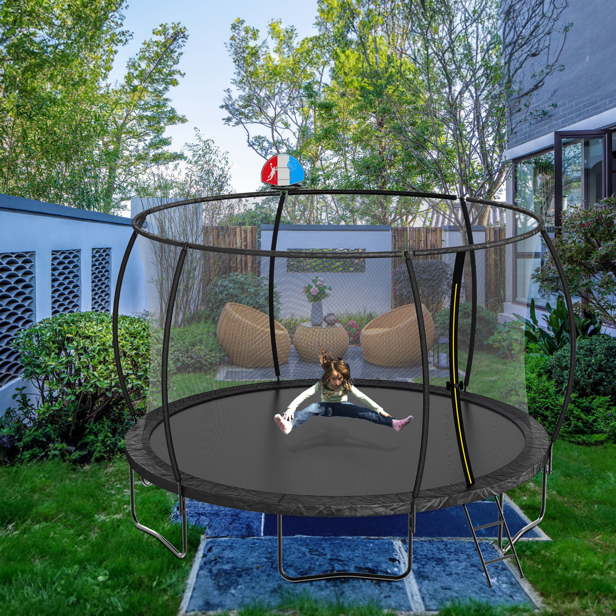 14FT Trampoline with Backboard