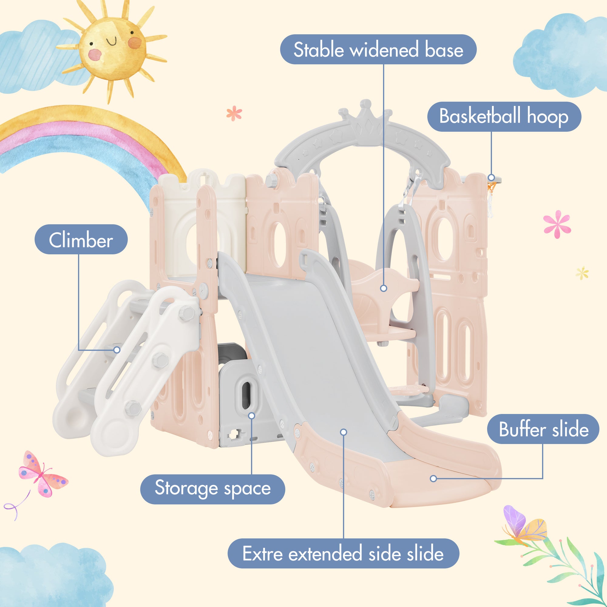 5-in-1 Toddler Slide and Swing Set