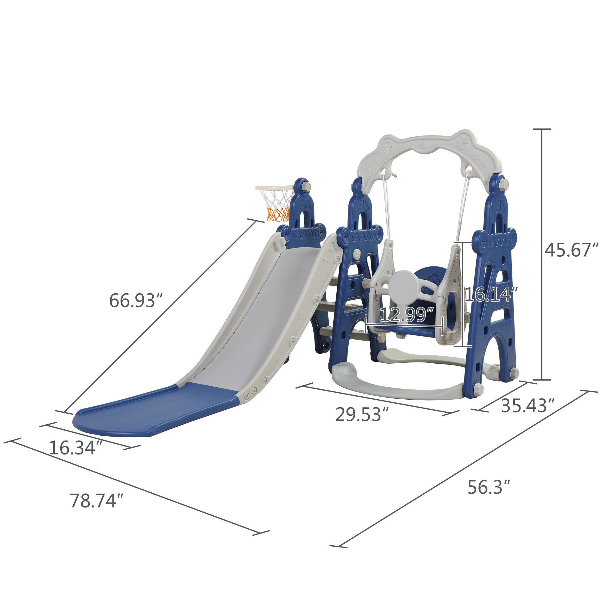 3-in-1 Children's Slide Swing Set
