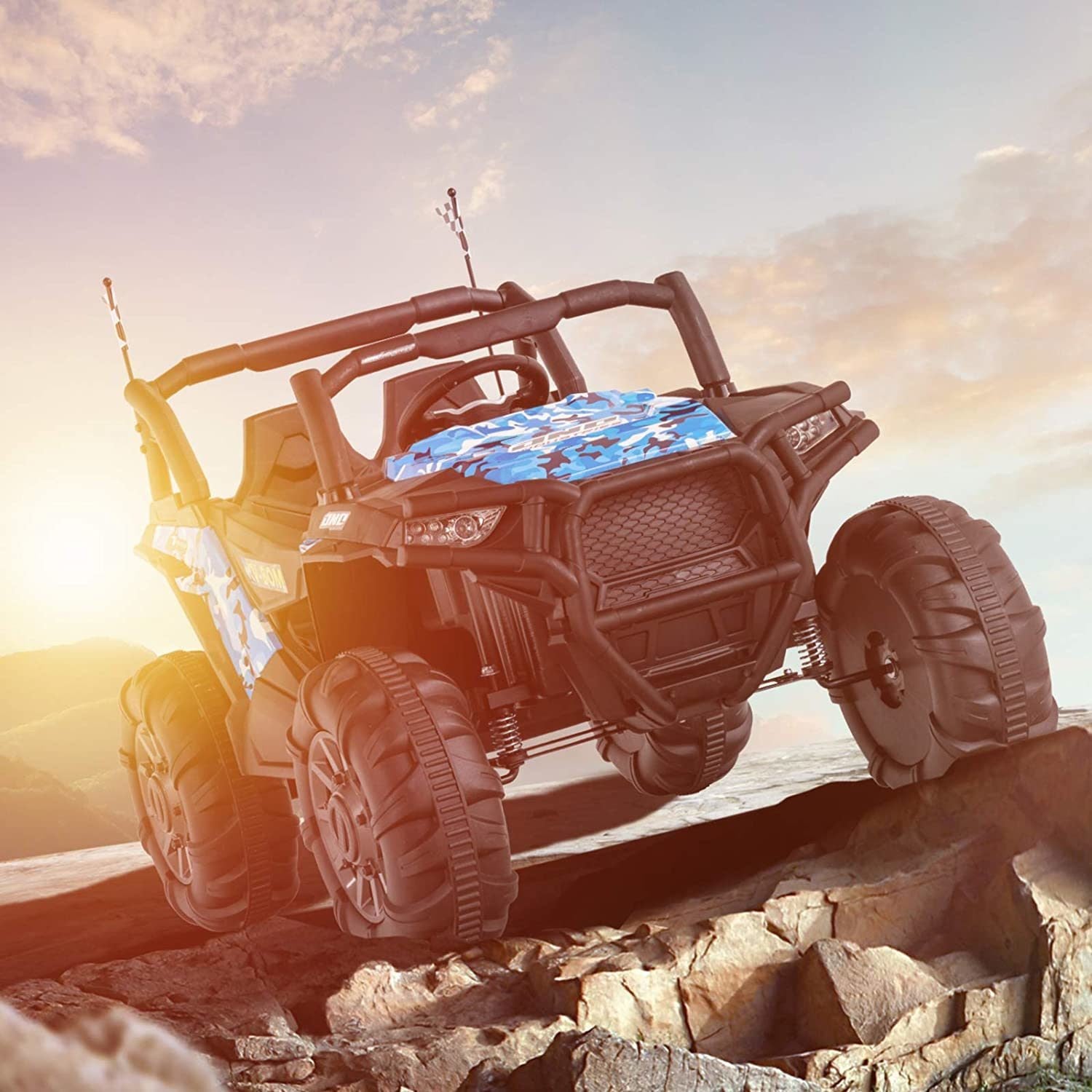 Uenjoy 12V Two-Seater Off-Road Electric Ride-On Truck (Blue)