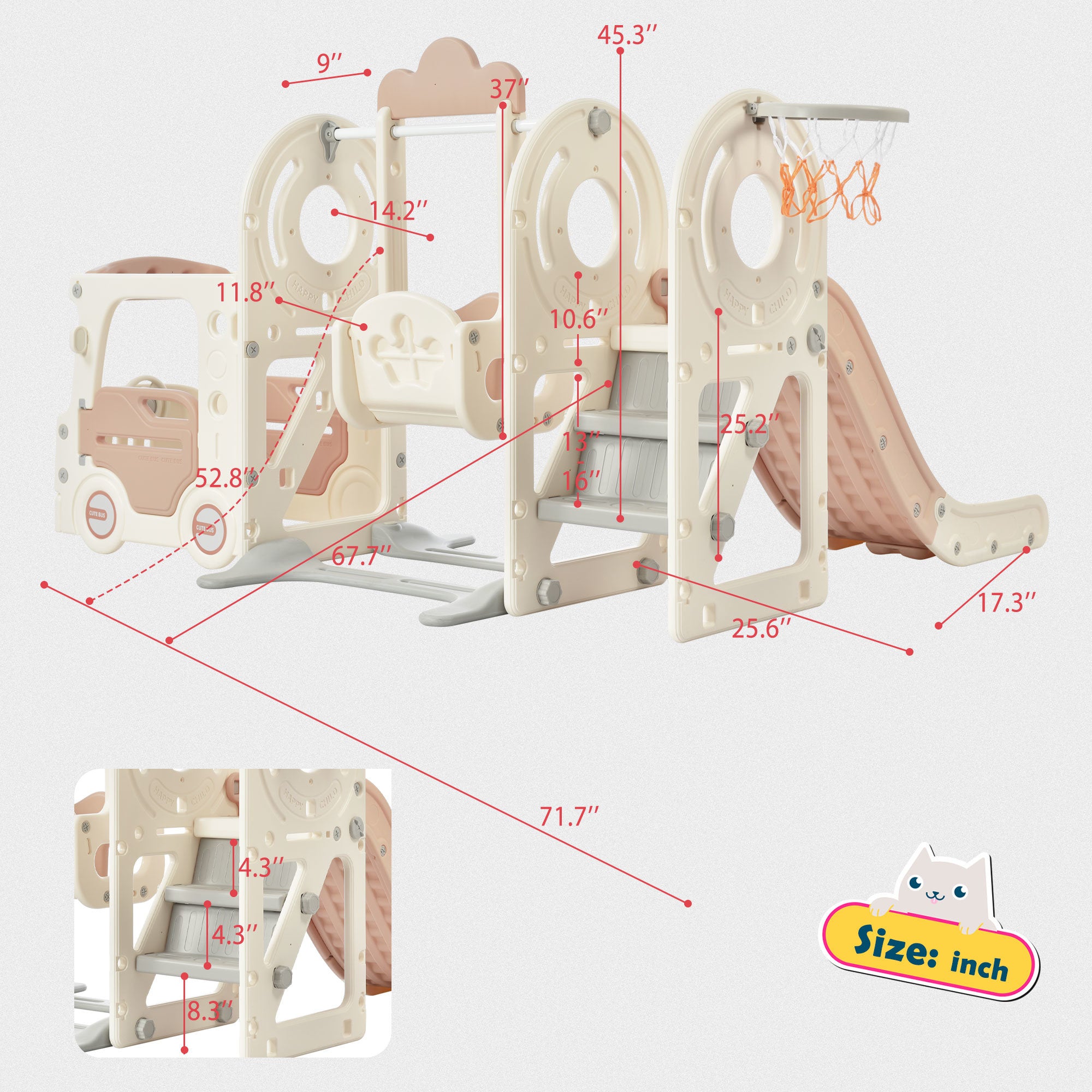 Kids' Beige Bus Play Structure
