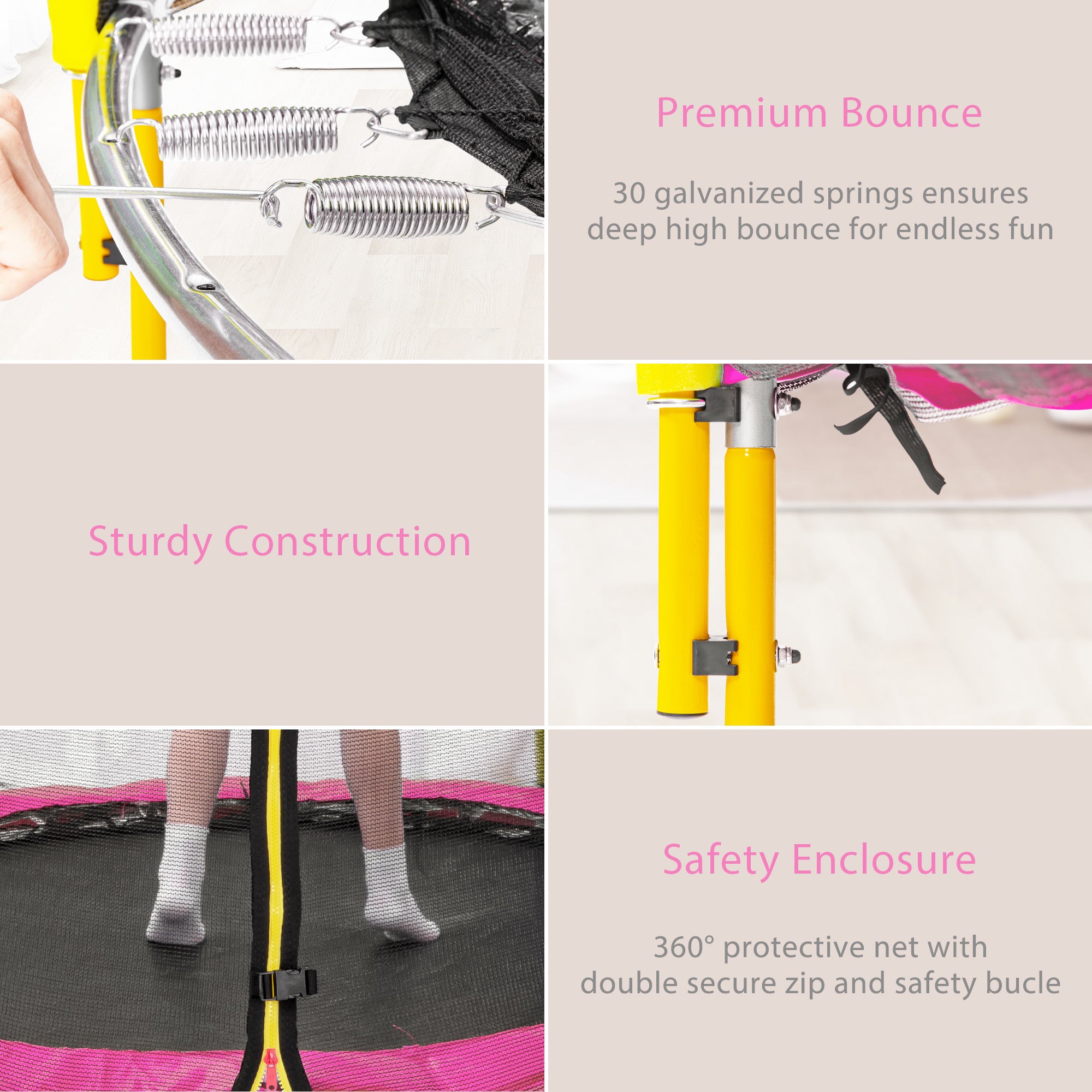 5.5FT Kids Trampoline with Basketball (Pink)