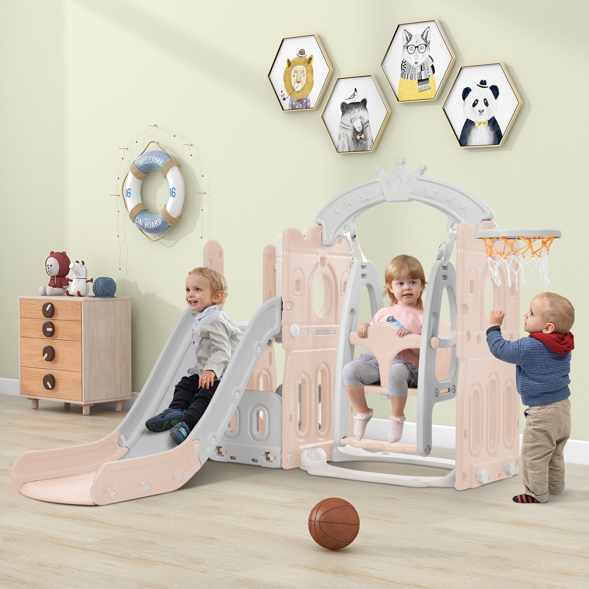 5-in-1 Toddler Slide and Swing Set