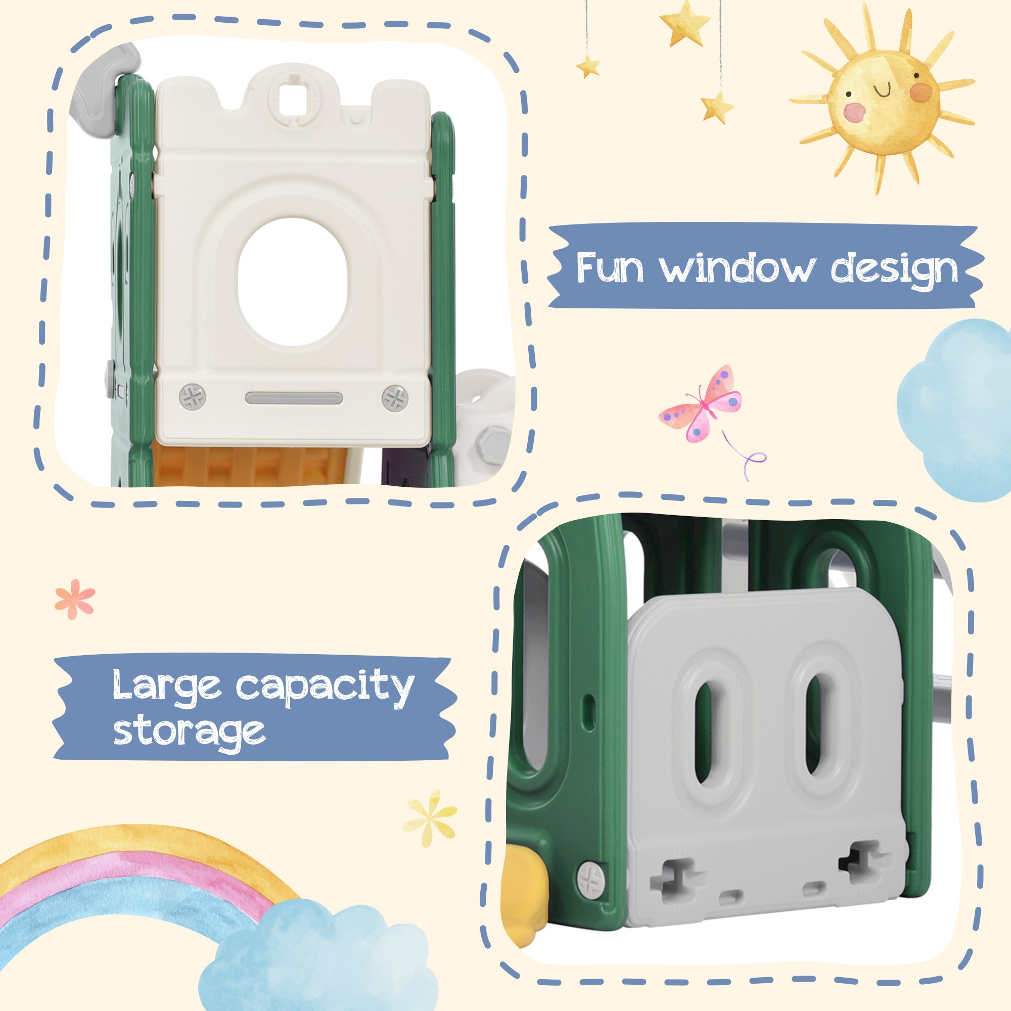 5-in-1 Toddler Playset with Hoop (Green)